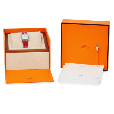 腕時計 エルメス HERMES ケープコッド PM CC1.210a クオーツ レディース 純正ダイヤ ホワイト シェル スクエア