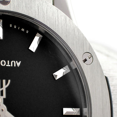 腕時計 ウブロ HUBLOT クラシックフュージョン チタニウム 511.NX.1171.LR 自動巻き メンズ ブラック デイト バー シースルーバック