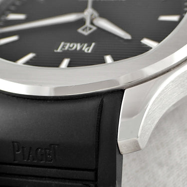 腕時計 ピアジェ PIAGET ポロ デイト G0A47014 自動巻き メンズ ブラック 黒 ギョーシェ ボーダーパターン クッション型文字盤