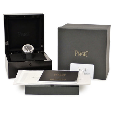腕時計 ピアジェ PIAGET ポロ デイト G0A47014 自動巻き メンズ ブラック 黒 ギョーシェ ボーダーパターン クッション型文字盤