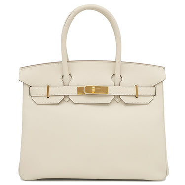 エルメス HERMES バーキン30 クレ ヴォーエプソン ハンドバッグ ゴールド金具 オフホワイト