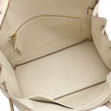 エルメス HERMES バーキン30 クレ ヴォーエプソン ハンドバッグ ゴールド金具 オフホワイト