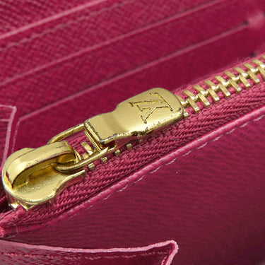 ルイヴィトン LOUIS VUITTON ジッピー ウォレット M41895 フューシャ モノグラムキャンバス 長財布 ゴールド金具 茶 ピンク ラウンドファスナー