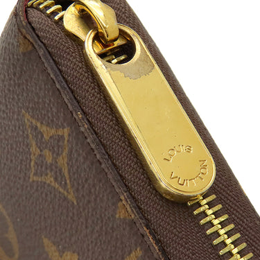 ルイヴィトン LOUIS VUITTON ジッピー ウォレット M41895 フューシャ モノグラムキャンバス 長財布 ゴールド金具 茶 ピンク ラウンドファスナー
