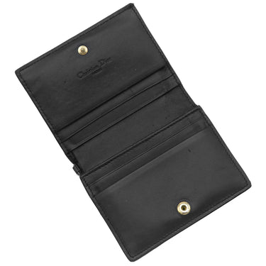 クリスチャン・ディオール Christian Dior カナ―ジュ コンパクト S01780NMJ ブラック レザー 二つ折り財布 ゴールド金具 黒 チャーム付き