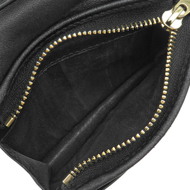 クリスチャン・ディオール Christian Dior カナ―ジュ コンパクト S01780NMJ ブラック レザー 二つ折り財布 ゴールド金具 黒 チャーム付き