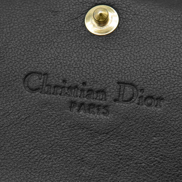 クリスチャン・ディオール Christian Dior カナ―ジュ コンパクト S01780NMJ ブラック レザー 二つ折り財布 ゴールド金具 黒 チャーム付き