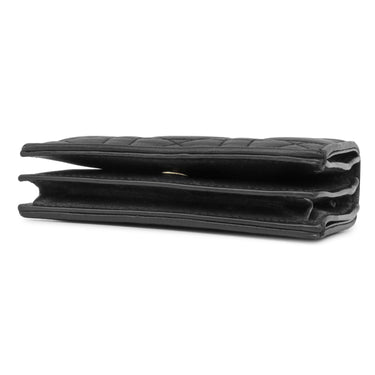 クリスチャン・ディオール Christian Dior カナ―ジュ コンパクト S01780NMJ ブラック レザー 二つ折り財布 ゴールド金具 黒 チャーム付き