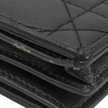 クリスチャン・ディオール Christian Dior カナ―ジュ コンパクト S01780NMJ ブラック レザー 二つ折り財布 ゴールド金具 黒 チャーム付き