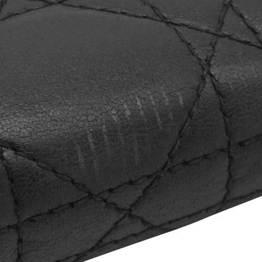 クリスチャン・ディオール Christian Dior カナ―ジュ コンパクト S01780NMJ ブラック レザー 二つ折り財布 ゴールド金具 黒 チャーム付き