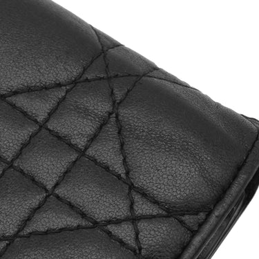 クリスチャン・ディオール Christian Dior カナ―ジュ コンパクト S01780NMJ ブラック レザー 二つ折り財布 ゴールド金具 黒 チャーム付き