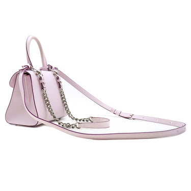 デルヴォー DELVAUX ブリヨン ミニ ロゴ バックル シルクラベンダー ボックスカーフ 2WAYバッグ シルバー金具 薄紫 ハンドバッグ ショルダー