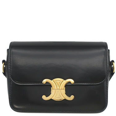 セリーヌ CELINE ティーン トリオンフ バッグ 188423 ブラック カーフ ショルダーバッグ ゴールド金具 黒