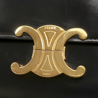 セリーヌ CELINE ティーン トリオンフ バッグ 188423 ブラック カーフ ショルダーバッグ ゴールド金具 黒