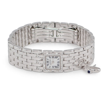 腕時計 カルティエ Cartier パンテール ミニ リュバン WG3002T8 クオーツ レディース K18WG無垢 純正ダイヤ 白 シェル スクエア