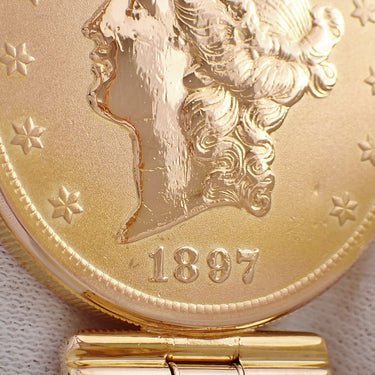 腕時計 コルム CORUM ヘリテージ コインウォッチ 20ドル 379.362 手巻き メンズ K18YG無垢 純正ダイヤ リバティコイン 青針