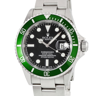 腕時計 ロレックス ROLEX サブマリーナー デイト 16610LV Y番 自動巻き メンズ Y番 グリーンサブ ファット4 ビッグスイス 黒 緑