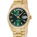 腕時計 ロレックス ROLEX デイデイト 36 118238 K番 自動巻き メンズ メーカーOH済 K番 K18YG無垢 プレジデントブレス グリーン バー