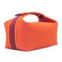 エルメス HERMES ブリッド ア ブラック PM オレンジ トワルシェブロン ポーチ シルバー金具 ハンドバッグ バニティ トワルH