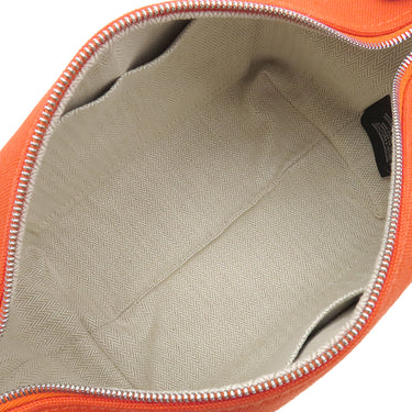 エルメス HERMES ブリッド ア ブラック PM オレンジ トワルシェブロン ポーチ シルバー金具 ハンドバッグ バニティ トワルH