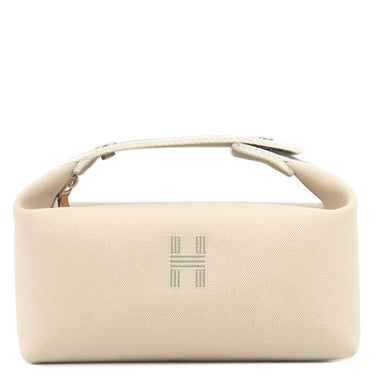エルメス HERMES ブリッド ア ブラック PM H104222M ナチュラル コットンキャンバス ポーチ シルバー金具 バニティ Hロゴ