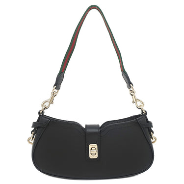 グッチ GUCCI ムーンサイド ショルダー 786015 ブラック カーフ ショルダーバッグ シャンパンゴールド金具 シェリーライン ウェブストライプ