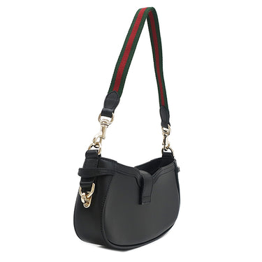 グッチ GUCCI ムーンサイド ショルダー 786015 ブラック カーフ ショルダーバッグ シャンパンゴールド金具 シェリーライン ウェブストライプ