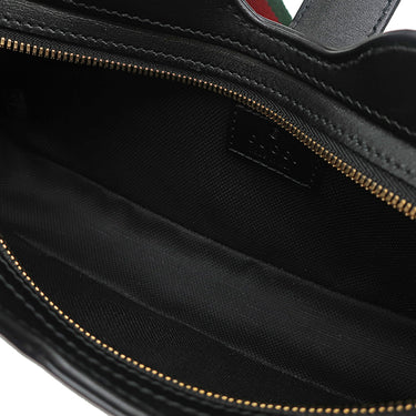 グッチ GUCCI ムーンサイド ショルダー 786015 ブラック カーフ ショルダーバッグ シャンパンゴールド金具 シェリーライン ウェブストライプ