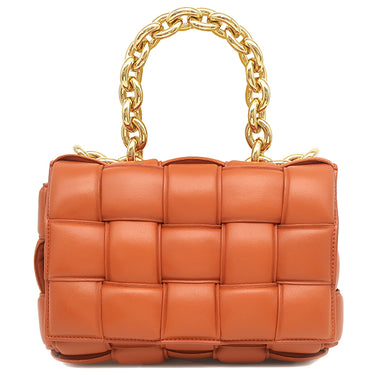 ボッテガヴェネタ BOTTEGA VENETA ザ チェーン カセット 631421 オレンジブラウン ラムスキン ショルダーバッグ ゴールド金具 マキシイントレチャート