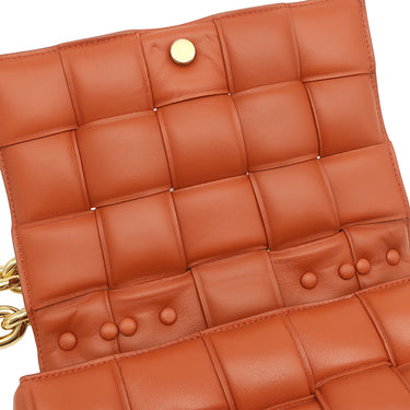 ボッテガヴェネタ BOTTEGA VENETA ザ チェーン カセット 631421 オレンジブラウン ラムスキン ショルダーバッグ ゴールド金具 マキシイントレチャート