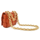 ボッテガヴェネタ BOTTEGA VENETA ザ チェーン カセット 631421 オレンジブラウン ラムスキン ショルダーバッグ ゴールド金具 マキシイントレチャート
