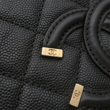 シャネル CHANEL CCフィリグリー リュック A57090 ブラック キャビアスキン リュック・デイパック ヴィンテージ金具 黒 マトラッセ