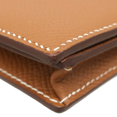 エルメス HERMES ベアンスフレ ゴールド ヴォーエプソン 長財布 ゴールド金具 茶