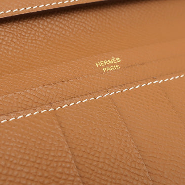 エルメス HERMES ベアンスフレ ゴールド ヴォーエプソン 長財布 ゴールド金具 茶