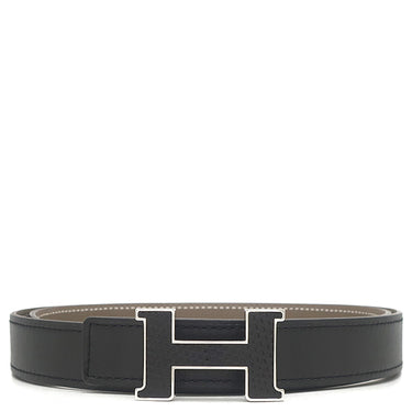 エルメス HERMES コンスタンスH ブラック×エトゥープ ヴォースイフト ヴォーエプソン リザード #80 ベルト シルバー金具 Hバックル リバーシブル リザード