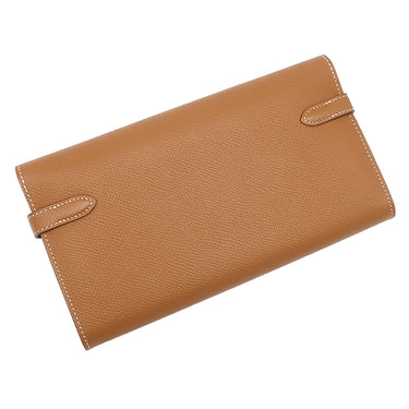 エルメス HERMES ケリーウォレット ロング ゴールド ヴォーエプソン 長財布 ゴールド金具 茶
