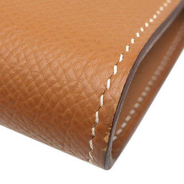 エルメス HERMES ケリーウォレット ロング ゴールド ヴォーエプソン 長財布 ゴールド金具 茶