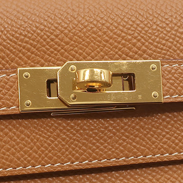 エルメス HERMES ケリーウォレット ロング ゴールド ヴォーエプソン 長財布 ゴールド金具 茶