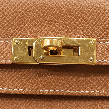 エルメス HERMES ケリーウォレット ロング ゴールド ヴォーエプソン 長財布 ゴールド金具 茶