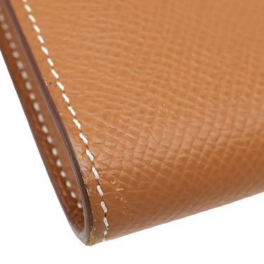 エルメス HERMES ケリーウォレット ロング ゴールド ヴォーエプソン 長財布 ゴールド金具 茶