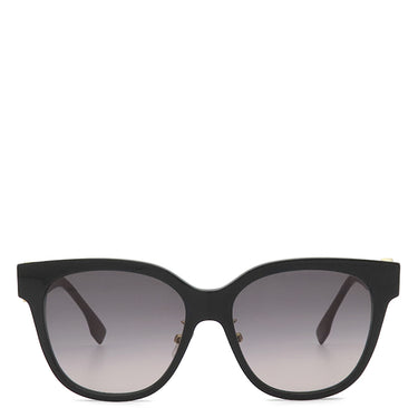フェンディ FENDI FFダイヤモンド 55□16 FE40187F ブラック プラスチック サングラス ゴールド金具 ウェリントン グレーレンズ グラデーション