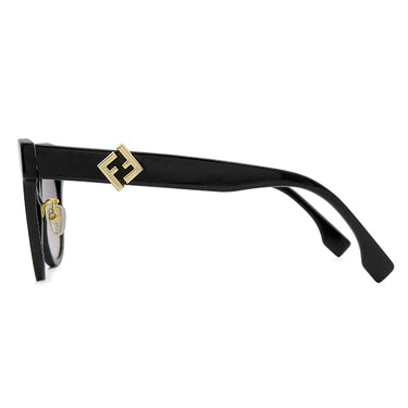フェンディ FENDI FFダイヤモンド 55□16 FE40187F ブラック プラスチック サングラス ゴールド金具 ウェリントン グレーレンズ グラデーション