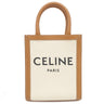 セリーヌ CELINE ミニ バーティカル カバ 193302 ナチュラル×タン キャンバス レザー 2WAYバッグ ゴールド金具 アイボリー 茶 ハンドバッグ ショルダー