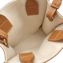 セリーヌ CELINE ミニ バーティカル カバ 193302 ナチュラル×タン キャンバス レザー 2WAYバッグ ゴールド金具 アイボリー 茶 ハンドバッグ ショルダー