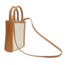セリーヌ CELINE ミニ バーティカル カバ 193302 ナチュラル×タン キャンバス レザー 2WAYバッグ ゴールド金具 アイボリー 茶 ハンドバッグ ショルダー