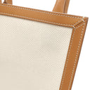 セリーヌ CELINE ミニ バーティカル カバ 193302 ナチュラル×タン キャンバス レザー 2WAYバッグ ゴールド金具 アイボリー 茶 ハンドバッグ ショルダー