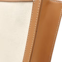 セリーヌ CELINE ミニ バーティカル カバ 193302 ナチュラル×タン キャンバス レザー 2WAYバッグ ゴールド金具 アイボリー 茶 ハンドバッグ ショルダー