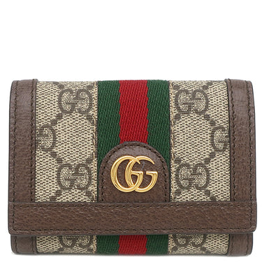 グッチ GUCCI オフィディア コンパクト 644334 ベージュ×エボニー GGスプリームキャンバス 三つ折り財布 ゴールド金具 ウェブ