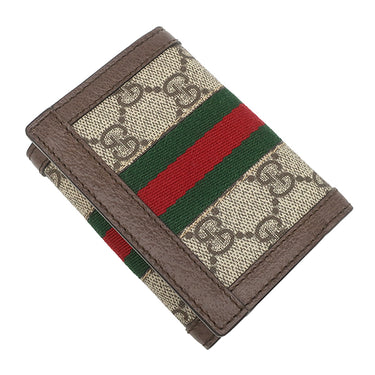 グッチ GUCCI オフィディア コンパクト 644334 ベージュ×エボニー GGスプリームキャンバス 三つ折り財布 ゴールド金具 ウェブ