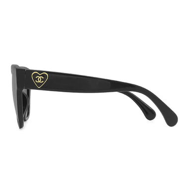 シャネル CHANEL バタフライ シェイプ 56□18 5477-A ブラック プラスチック サングラス ゴールド金具 黒 ココマーク ハート